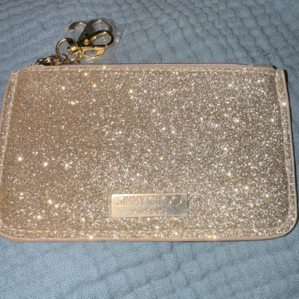 NEW Jimmy Choo pouch Gold Glitter